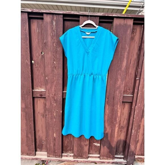 Vintage Sears teal dress elastic waist one tag - Picture 11 of 11
